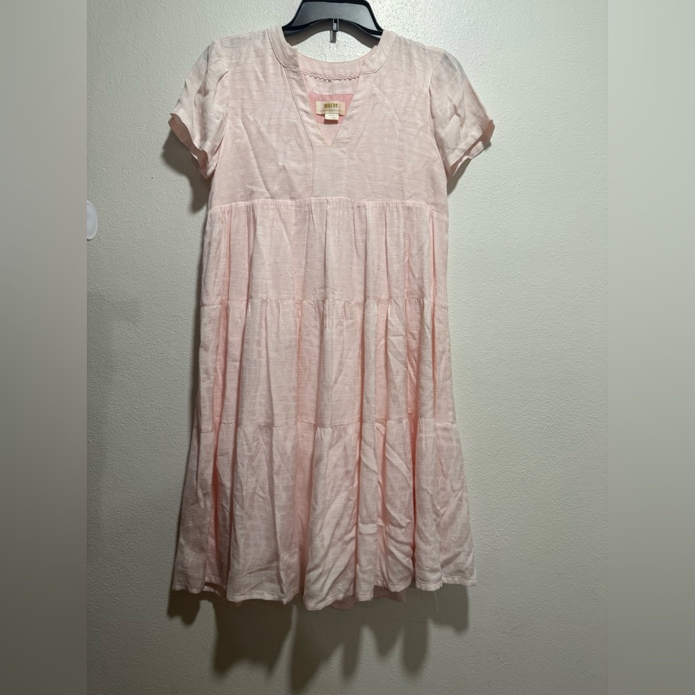 Mauve Anthropologie pink Short Sleeve Tiered Dress